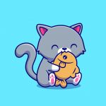 lindo-gato-comiendo-pescado-ilustracion-vectorial-dibujos-animados_138676-2242